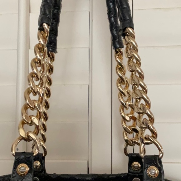 3-fer Vintage Henri Bendel Black WEST 57th Box Barrel Bag, wristlet & mirror - Picture 8 of 17